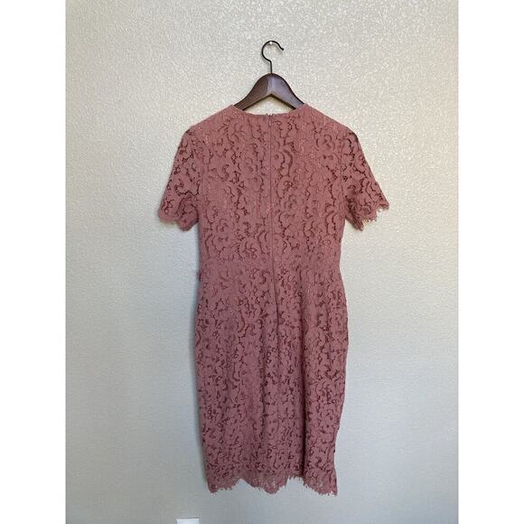 Rachel Parcell Pink Lace Dress Size Medium Knee Length Short Sleeve Ruffle - Picture 8 of 8